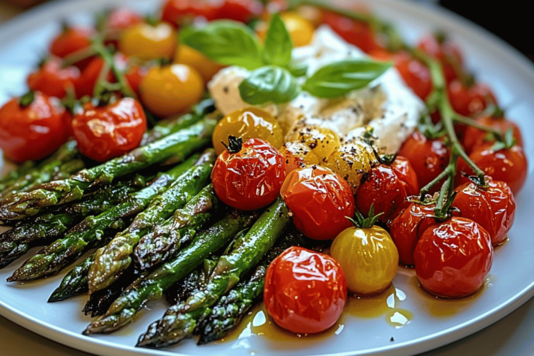 Roasted Asparagus & Tomato Salad with Burrata