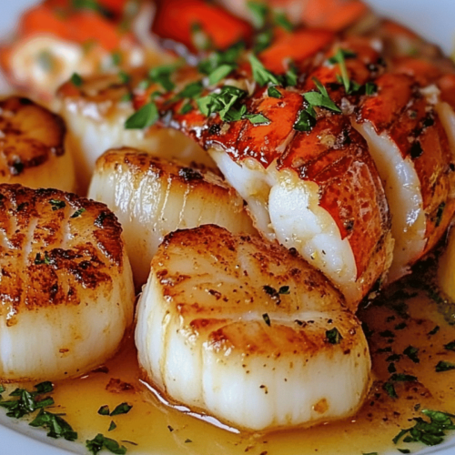 Garlic Butter Lobster and Scallops