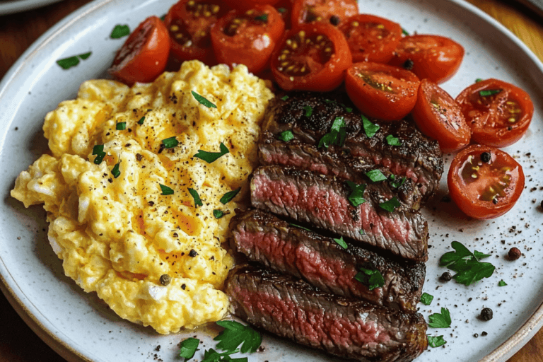 Steak and Scrambled Eggs Breakfast