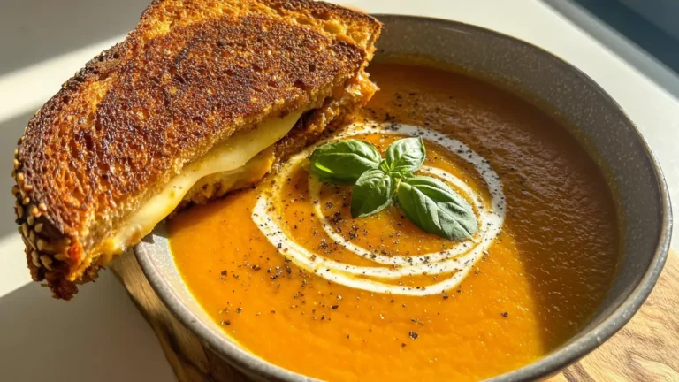 Creamy Roasted Butternut Squash Soup with Grilled Cheese