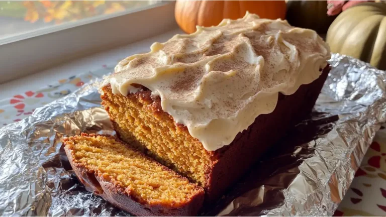 Pumpkin Loaf Bread with Cream Cheese Frosting