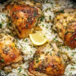 Slow Cooker Lemon Herb Chicken & Rice