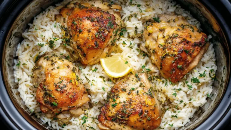 Slow Cooker Lemon Herb Chicken & Rice
