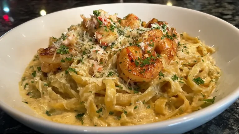 creamy shrimp and crab pasta
