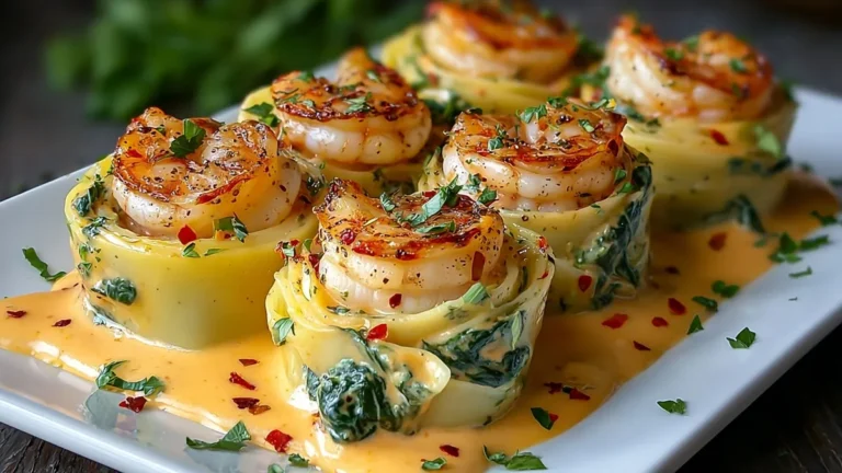 Shrimp and Spinach Stuffed Pasta Rolls