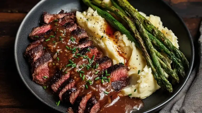 Bavette Steak with Roasted Garlic Pan Sauce