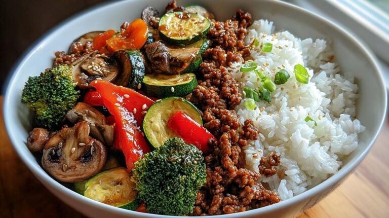 Beef Veggie Rice Bowl