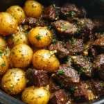Slow Cooker Garlic Butter Beef Bites & Potatoes