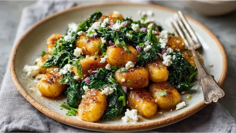 Crispy Gnocchi with Spinach & Feta
