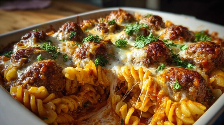 Cheesy Meatball Pasta Bake