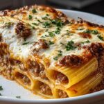cheesy beef stuffed rigatoni
