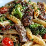 creamy garlic steak penne