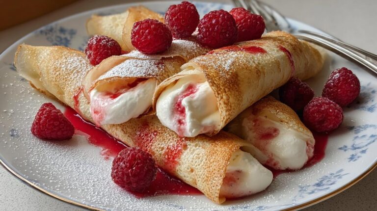 raspberry cream crepes