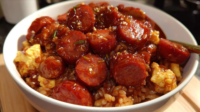spicy sausage rice bowl