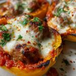 squash boats with meatballs