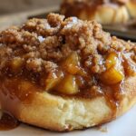 Salted Caramel Peach Crumble Buns