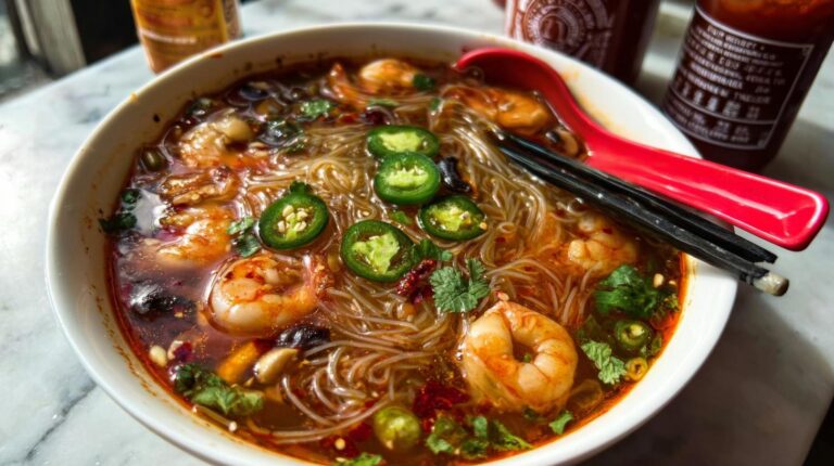 spicy shrimp rice noodle soup